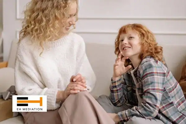 Happy mother and child after sorting child arrangements mediation Wimborne Minster